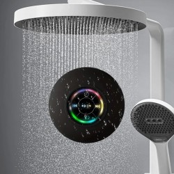Difuzor de duș Bluetooth cu sunet HD, rezistent la apă, lumină RGB colorată/ventuza, perfect pentru a cânta împreună în baie, negru