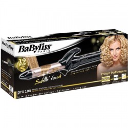 Ondulator BaByliss ProSmall C319E, 180 grade, Invelis ceramic, 19 mm, Negru